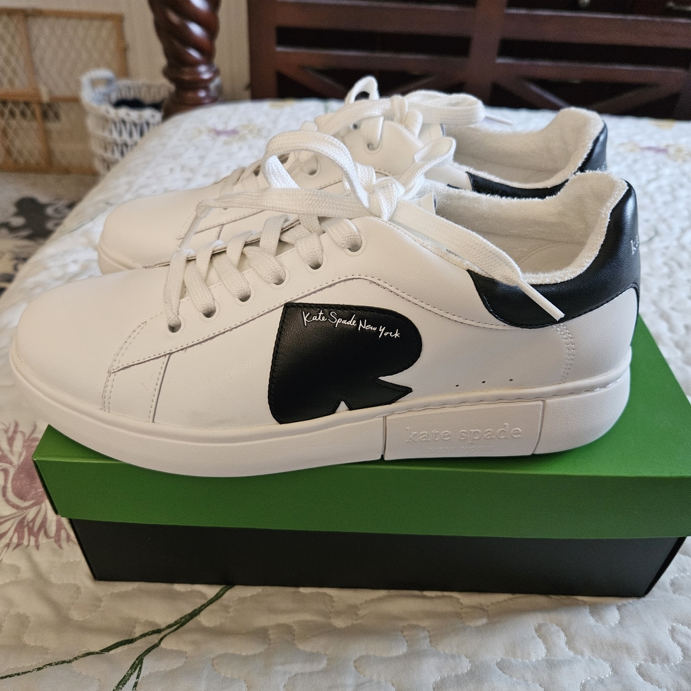 Kate Spade White and Black Leather Sneakers